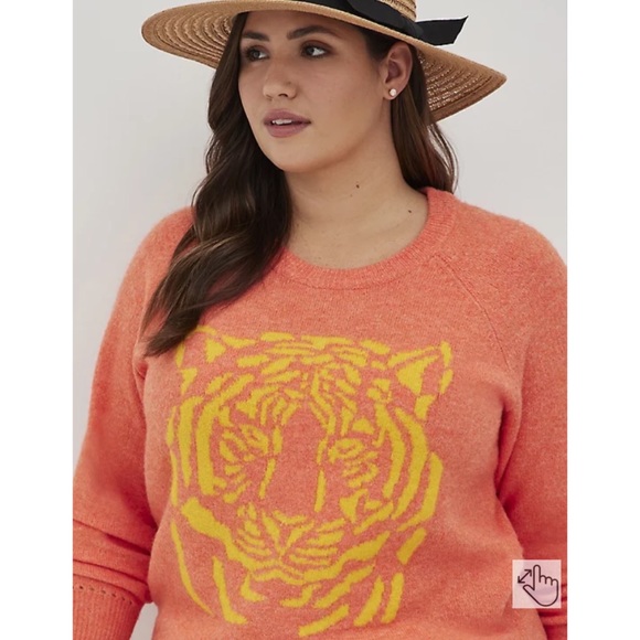 NWT TORRID Raglan Pullover Sweater - Coral Tiger - Picture 5 of 9
